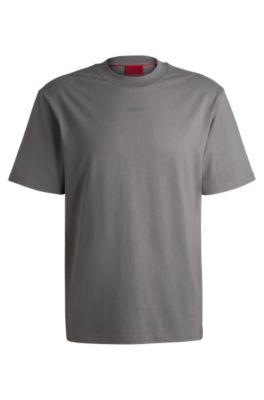 relaxed-fit t-shirt in cotton with logo print- grey men's t-shirts