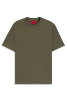 relaxed-fit t-shirt in cotton with logo print- khaki men's t-shirts
