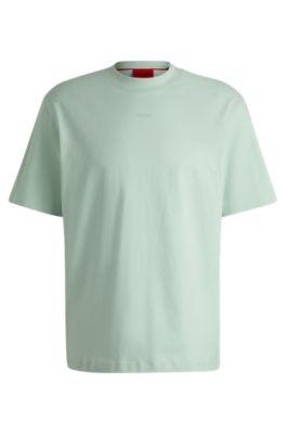 relaxed-fit t-shirt in cotton with logo print- light green men's t-shirts