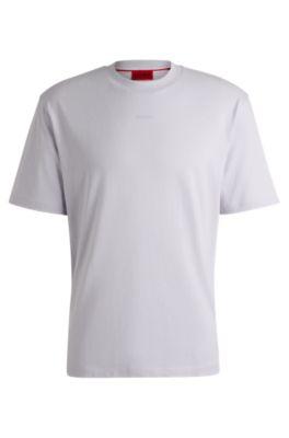relaxed-fit t-shirt in cotton with logo print- light purple men's t-shirts
