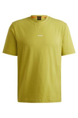 relaxed-fit t-shirt in stretch cotton with logo print- light green men's t-shirts