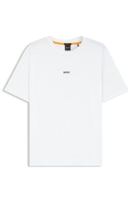 relaxed-fit t-shirt in stretch cotton with logo print- white men's t-shirts