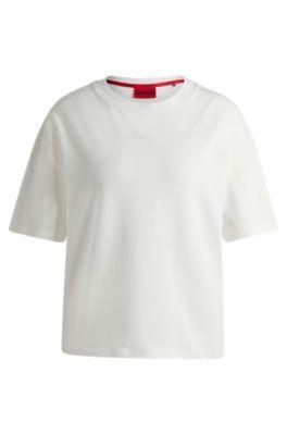 relaxed-fit t-shirt with silicone-printed logo- white women's t-shirts