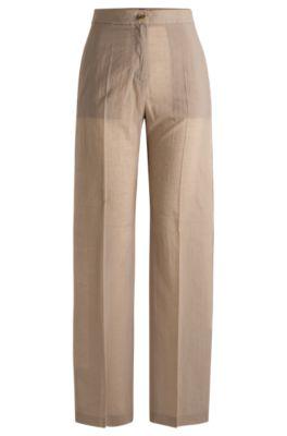 relaxed-fit trousers- light beige women's formal pants