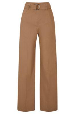 relaxed-fit trousers in a linen blend- beige women's formal pants