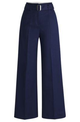 relaxed-fit trousers in a linen blend- light blue women's formal pants