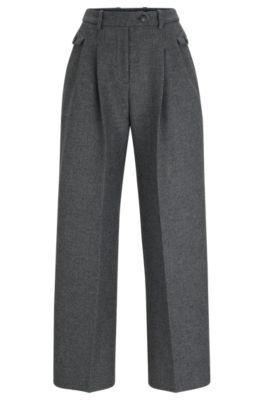 relaxed-fit trousers in a melange wool blend- silver women's formal pants