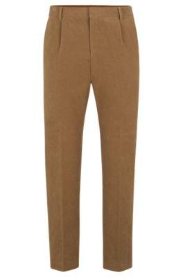 relaxed-fit trousers in cotton twill weave- light beige men's casual pants
