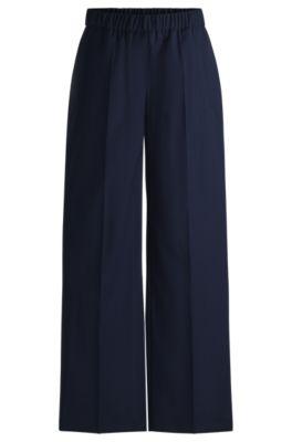 relaxed-fit trousers in wool- dark blue women's formal pants