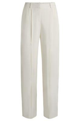relaxed-fit trousers with a wide leg- white women's formal pants