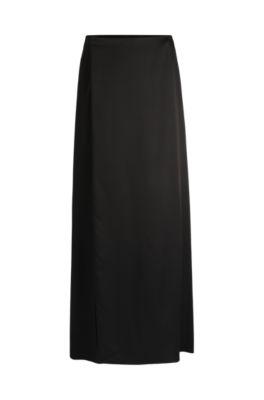 relaxed-fit trousers with wrap front in lustrous fabric- black women's formal pants