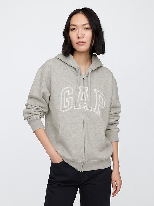 relaxed gap logo zip hoodie