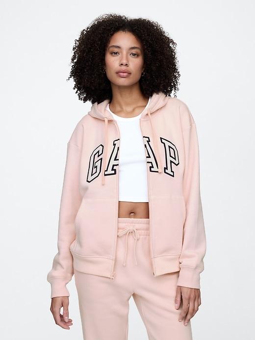 relaxed gap logo zip hoodie