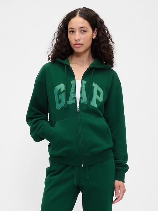 relaxed gap logo zip hoodie