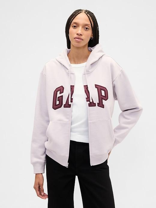 relaxed gap logo zip hoodie