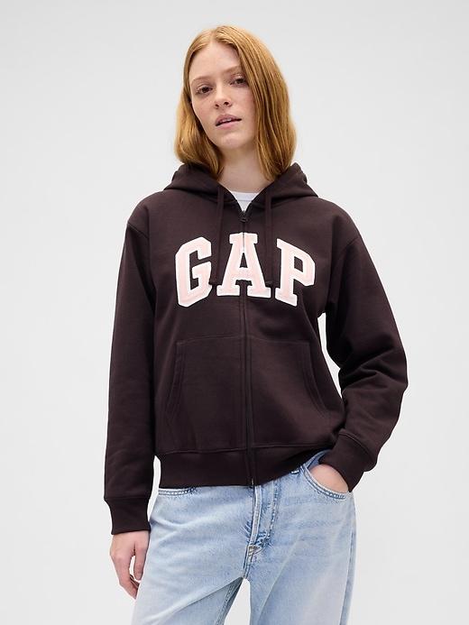 relaxed gap logo zip hoodie