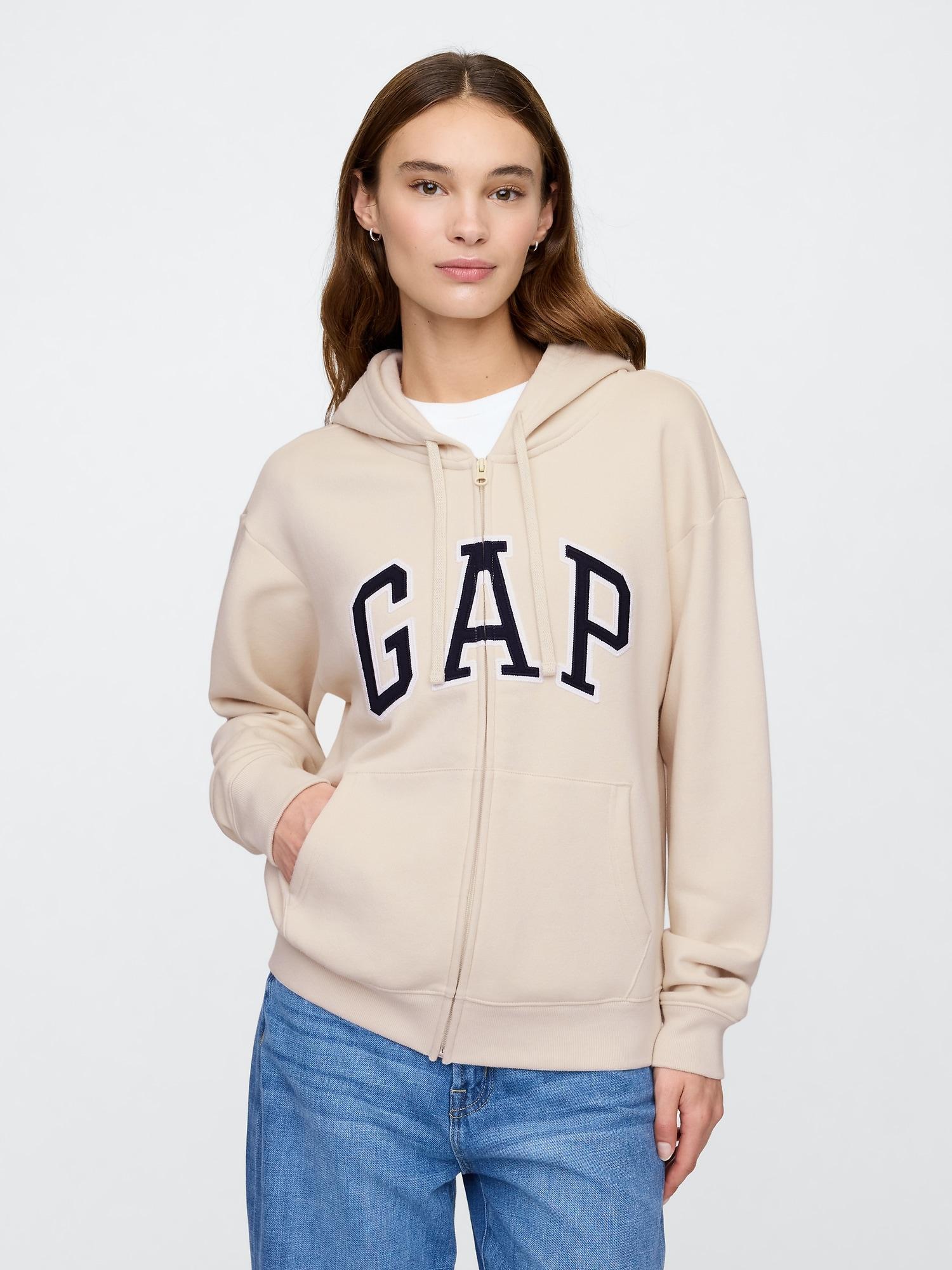 relaxed gap logo zip hoodie
