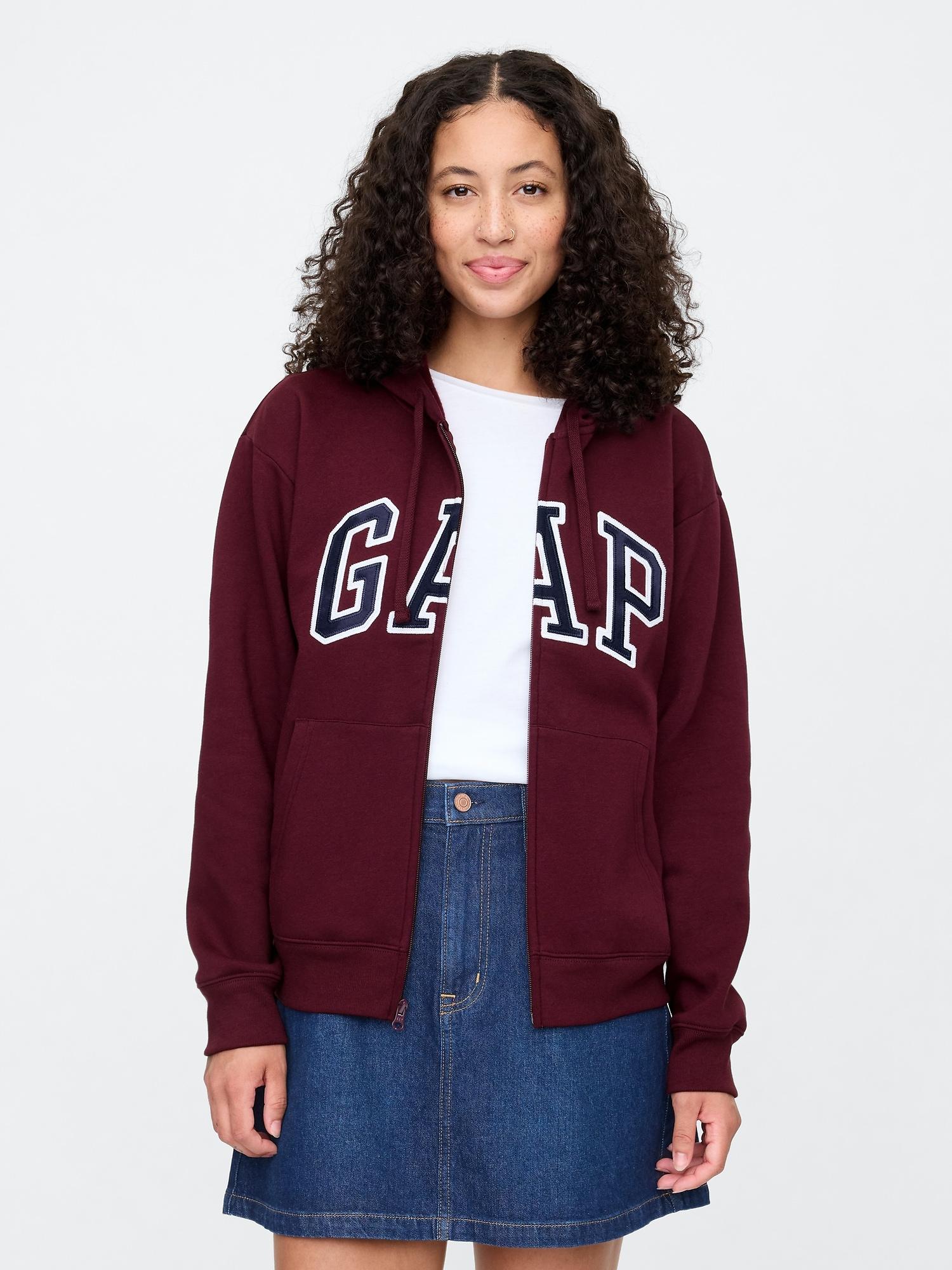 relaxed gap logo zip hoodie