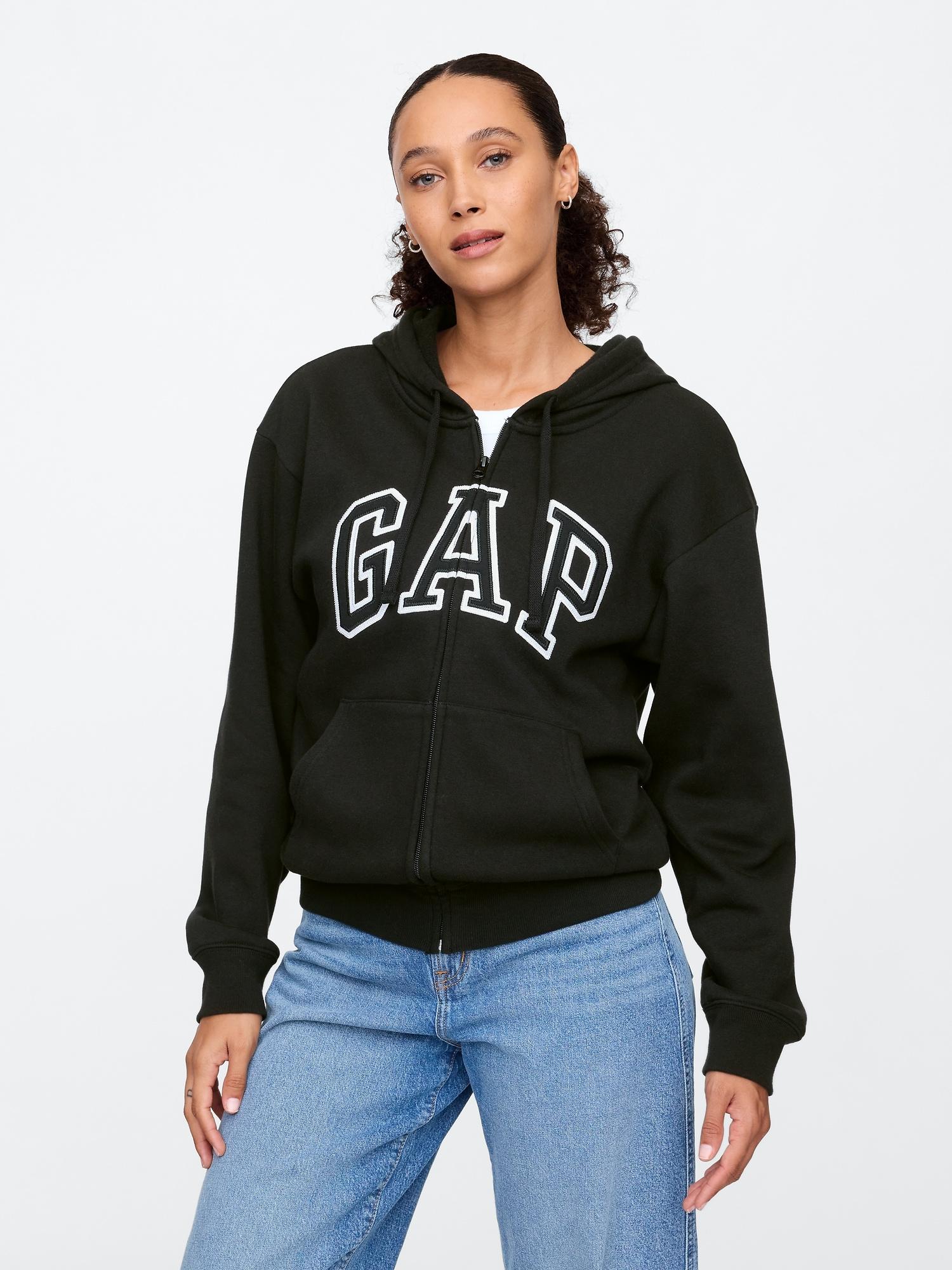 relaxed gap logo zip hoodie