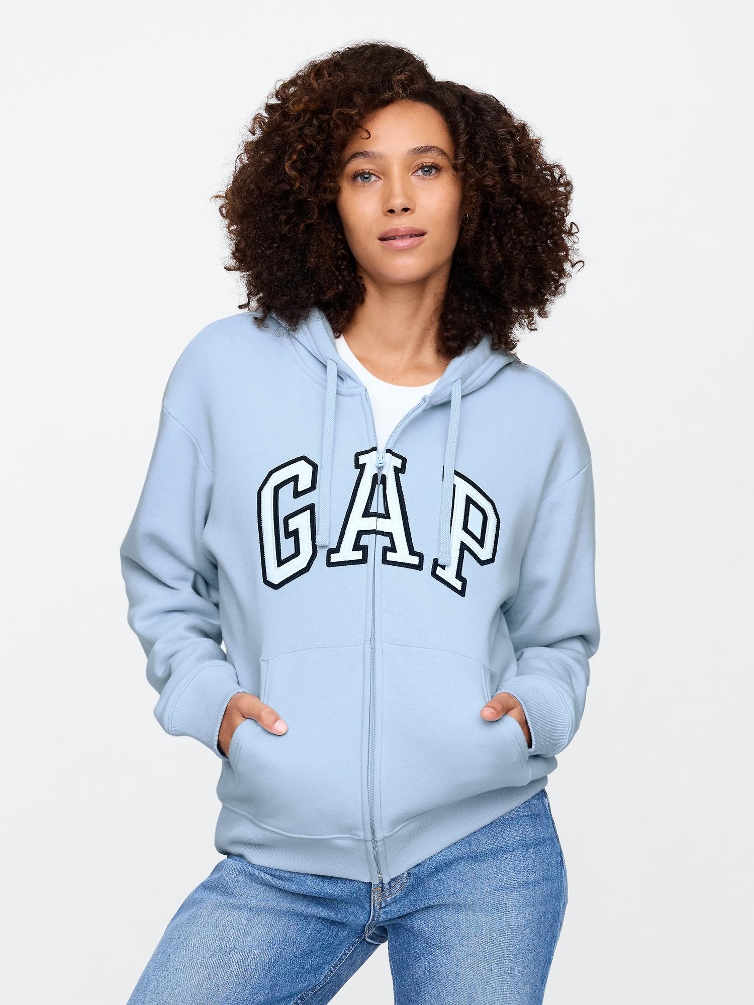 relaxed gap logo zip hoodie