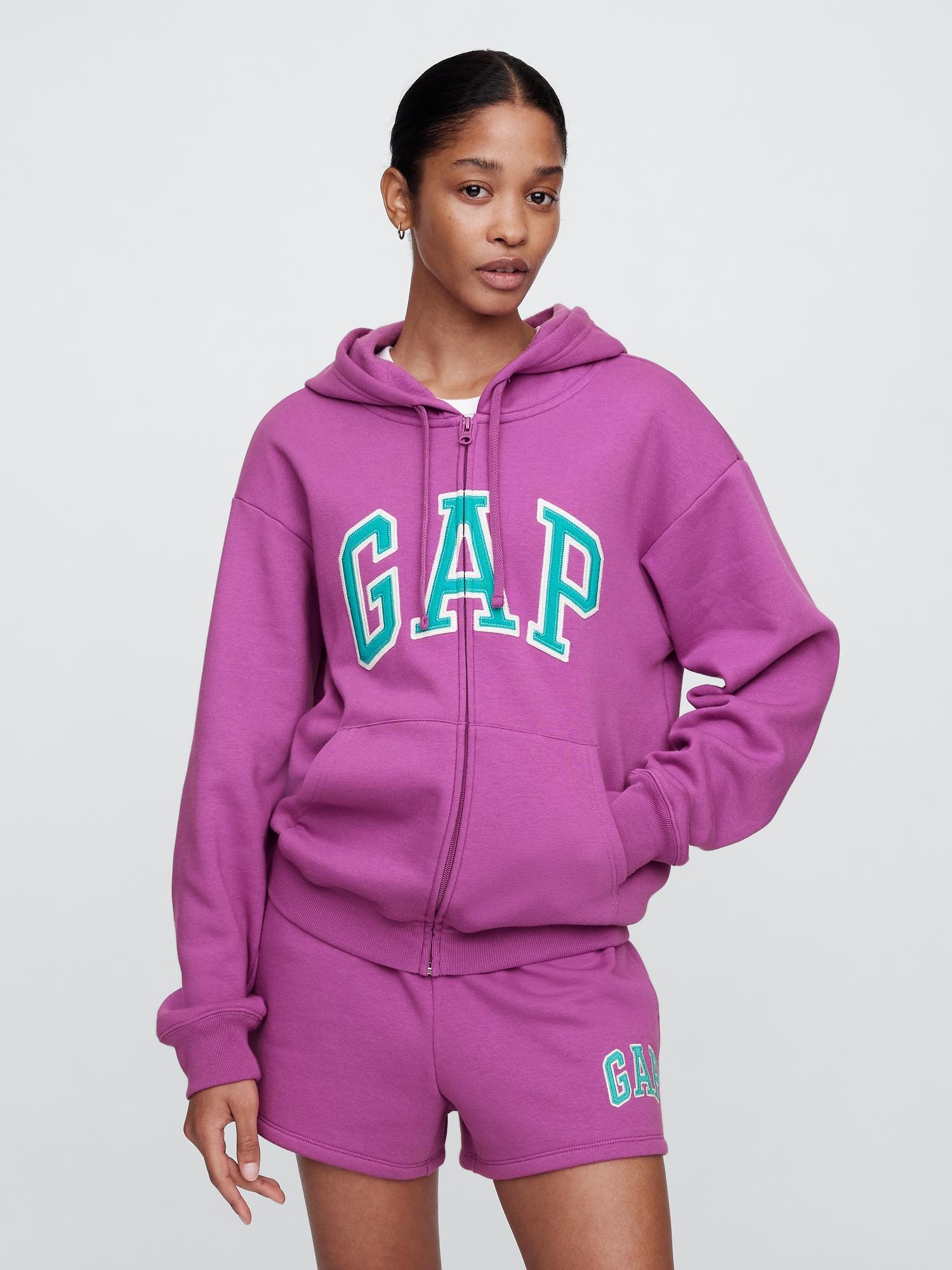 relaxed gap logo zip hoodie