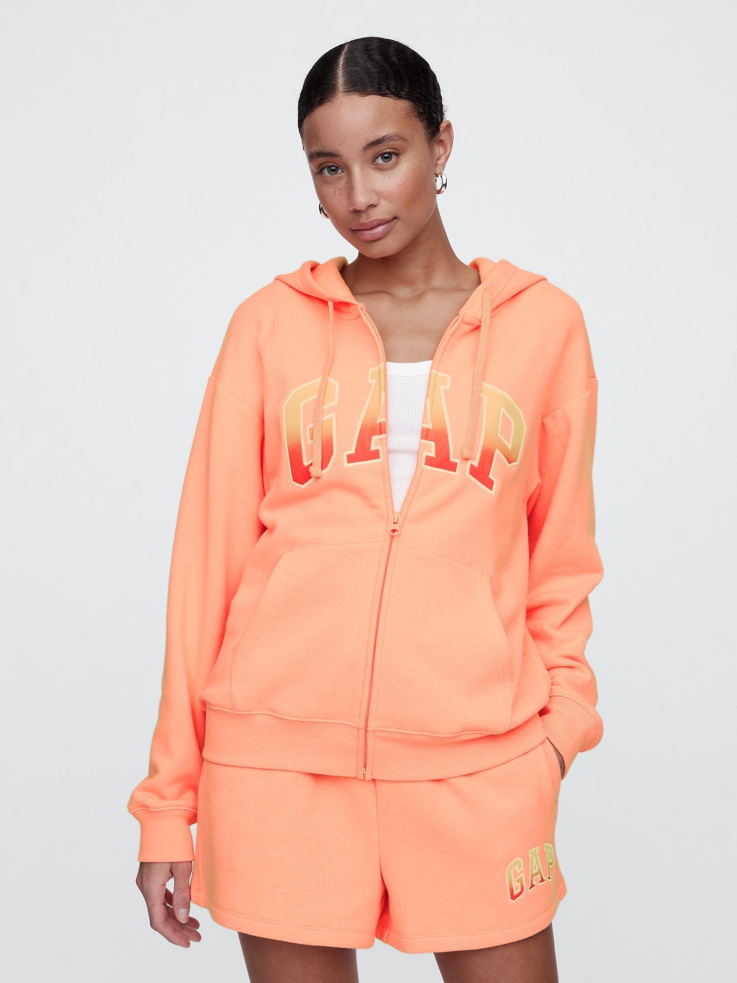 relaxed gap logo zip hoodie