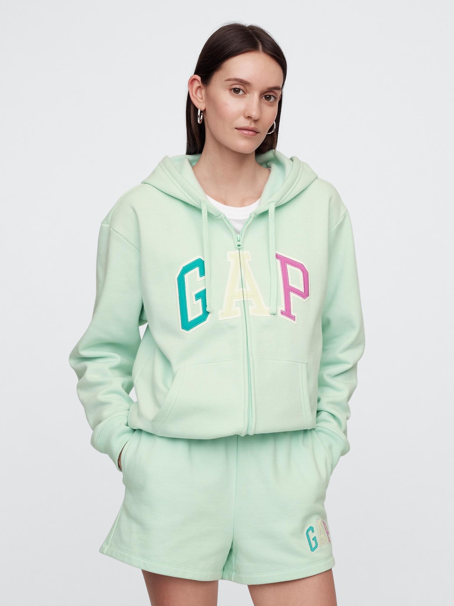 relaxed gap logo zip hoodie