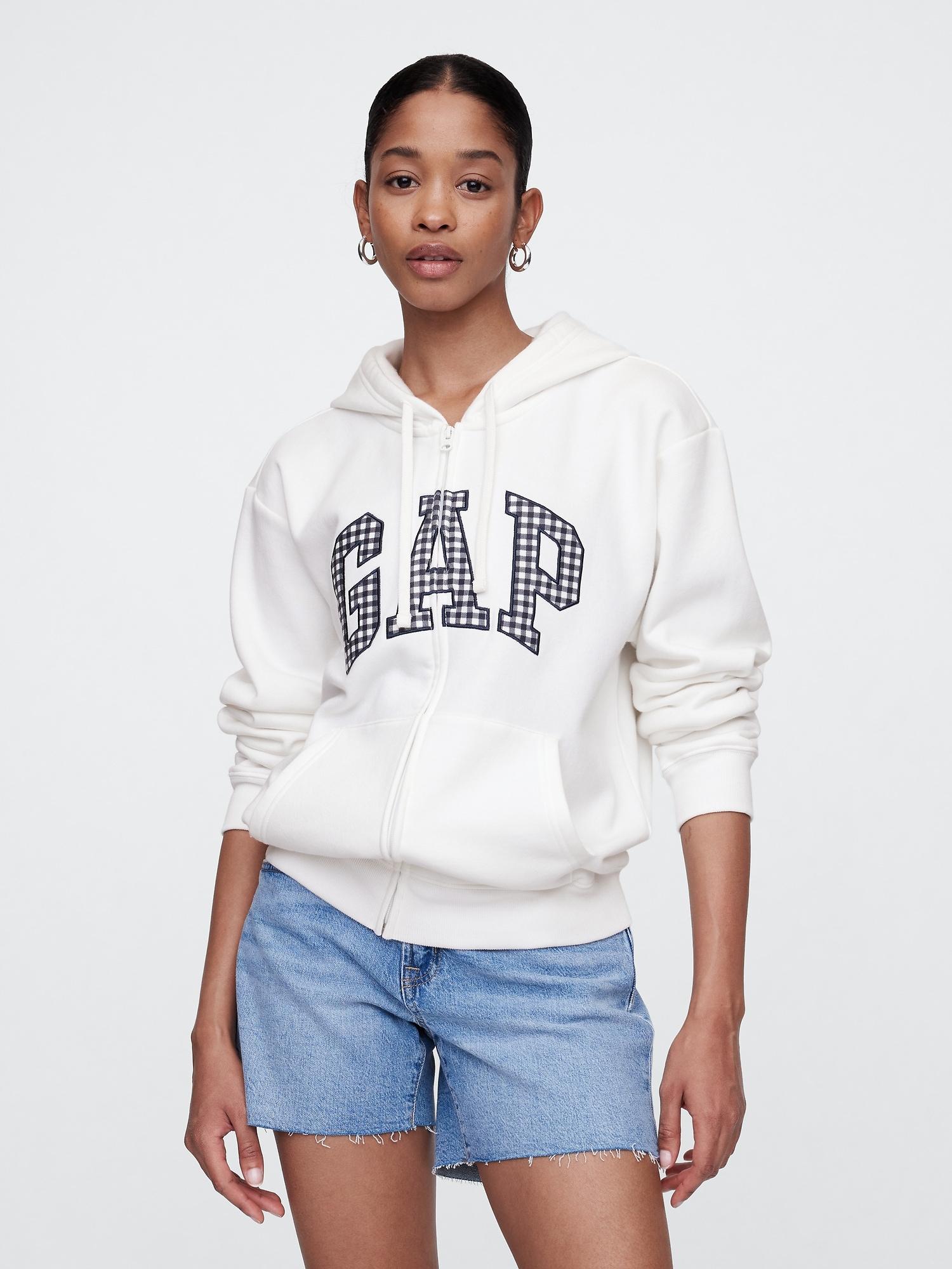 relaxed gap logo zip hoodie