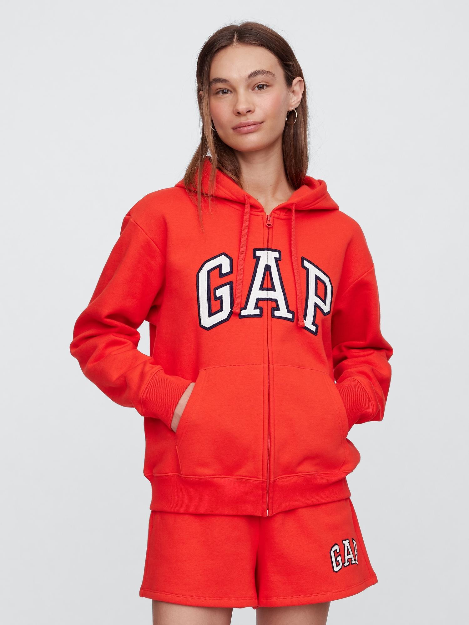 relaxed gap logo zip hoodie