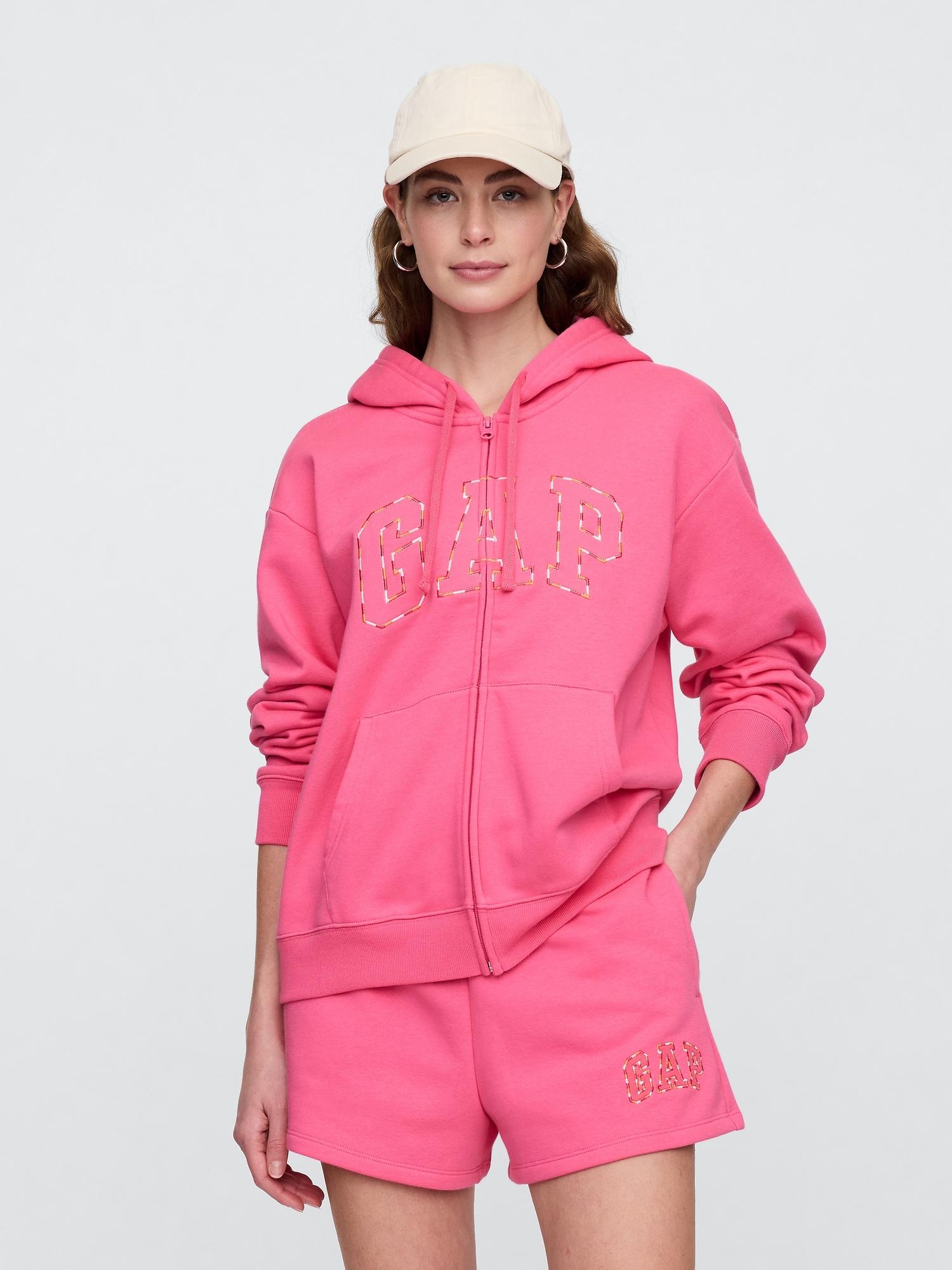 relaxed gap logo zip hoodie