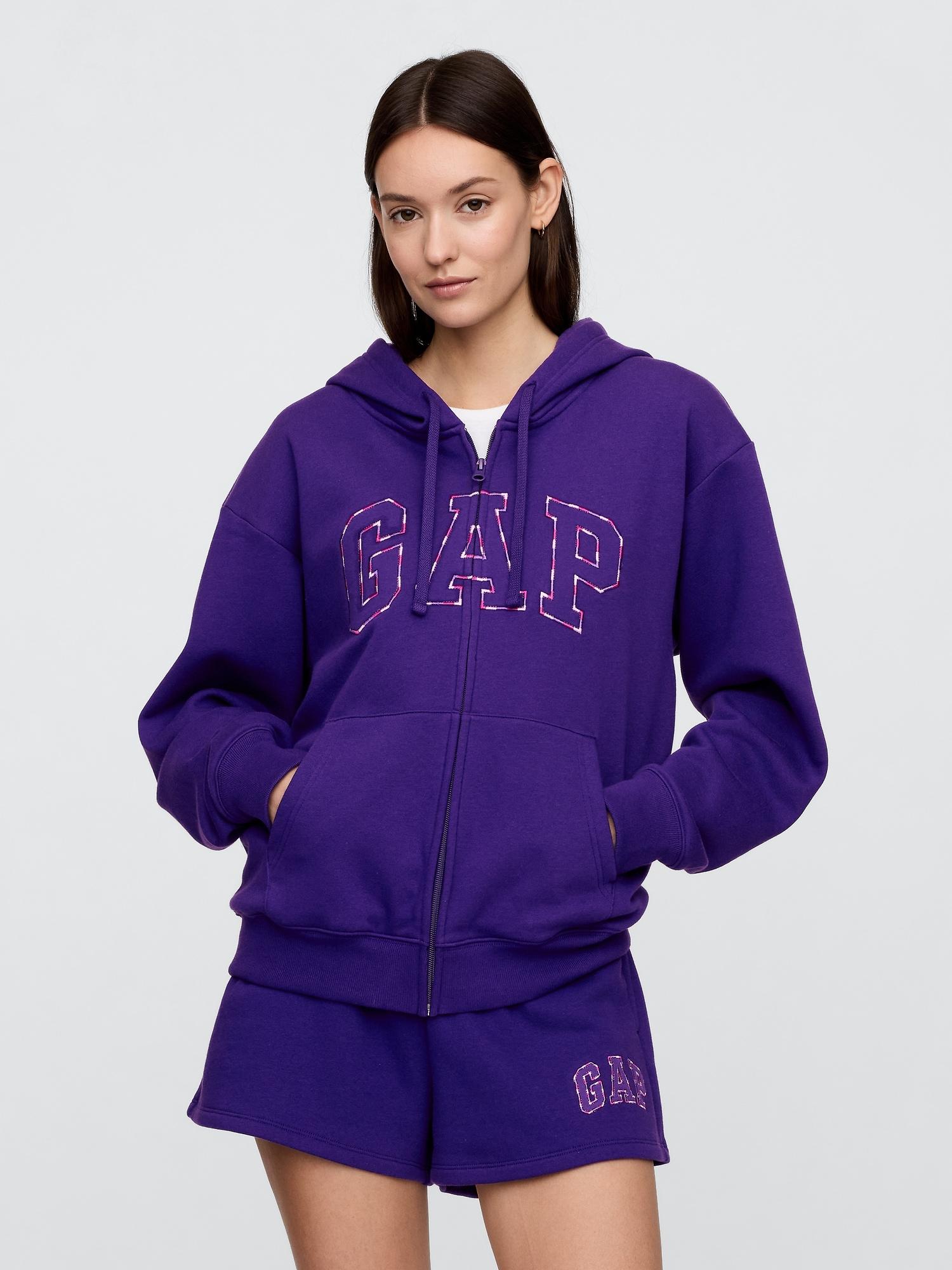 relaxed gap logo zip hoodie