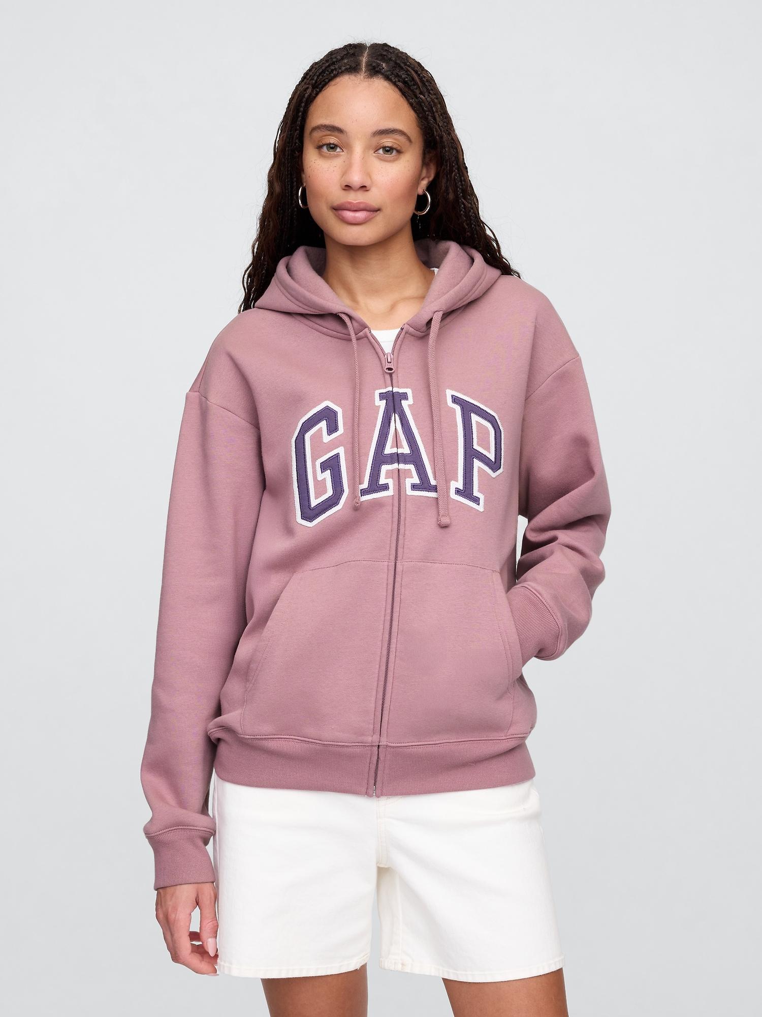 relaxed gap logo zip hoodie