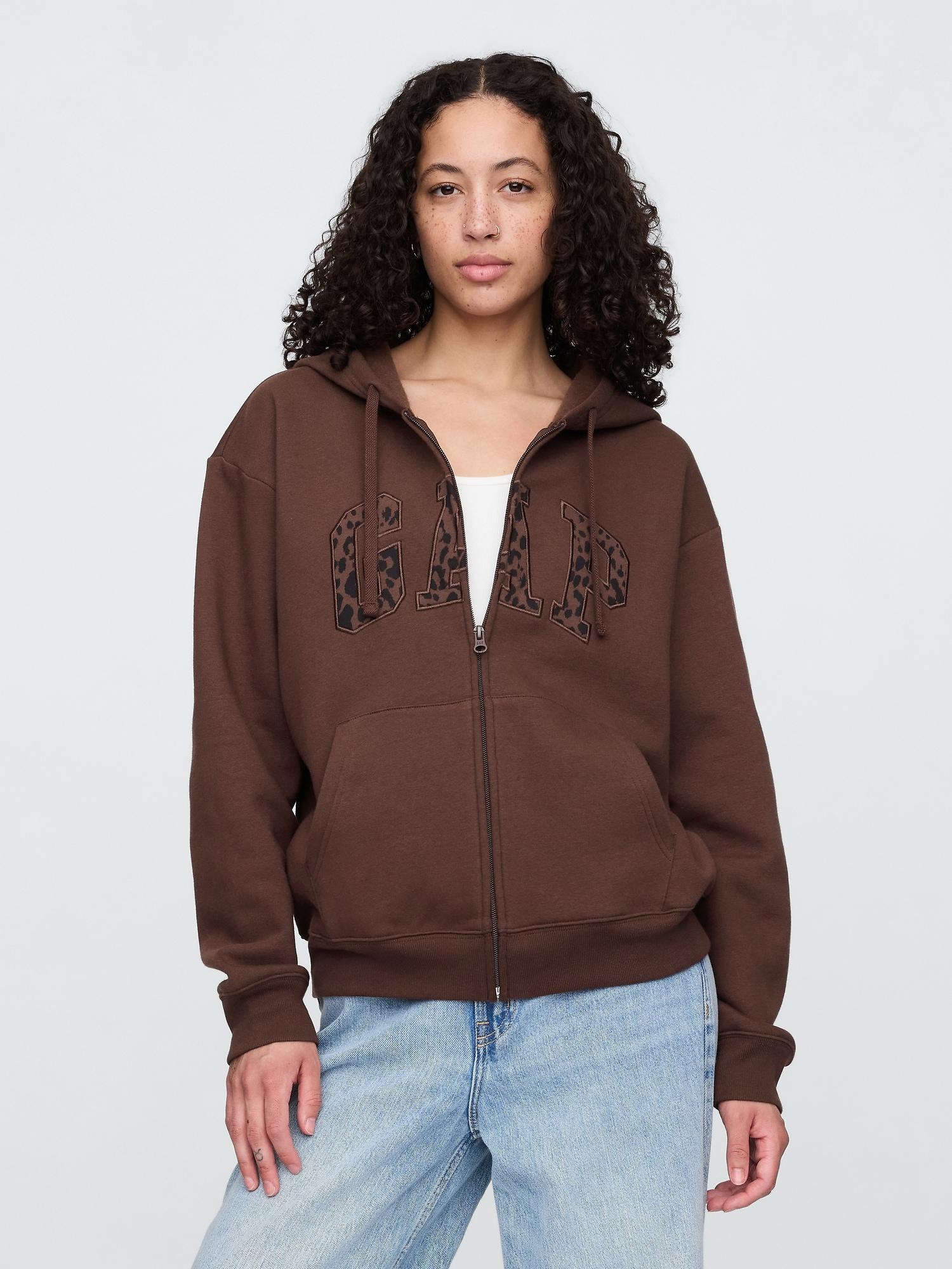 relaxed gap logo zip hoodie