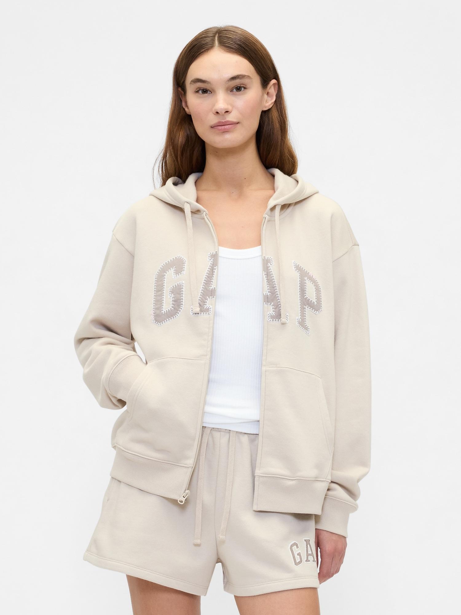 relaxed gap logo zip hoodie