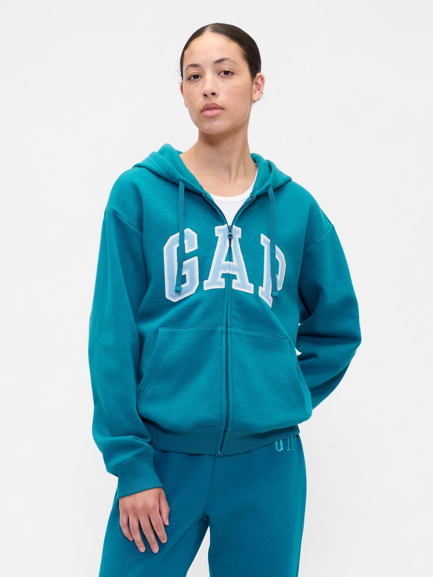 relaxed gap logo zip hoodie