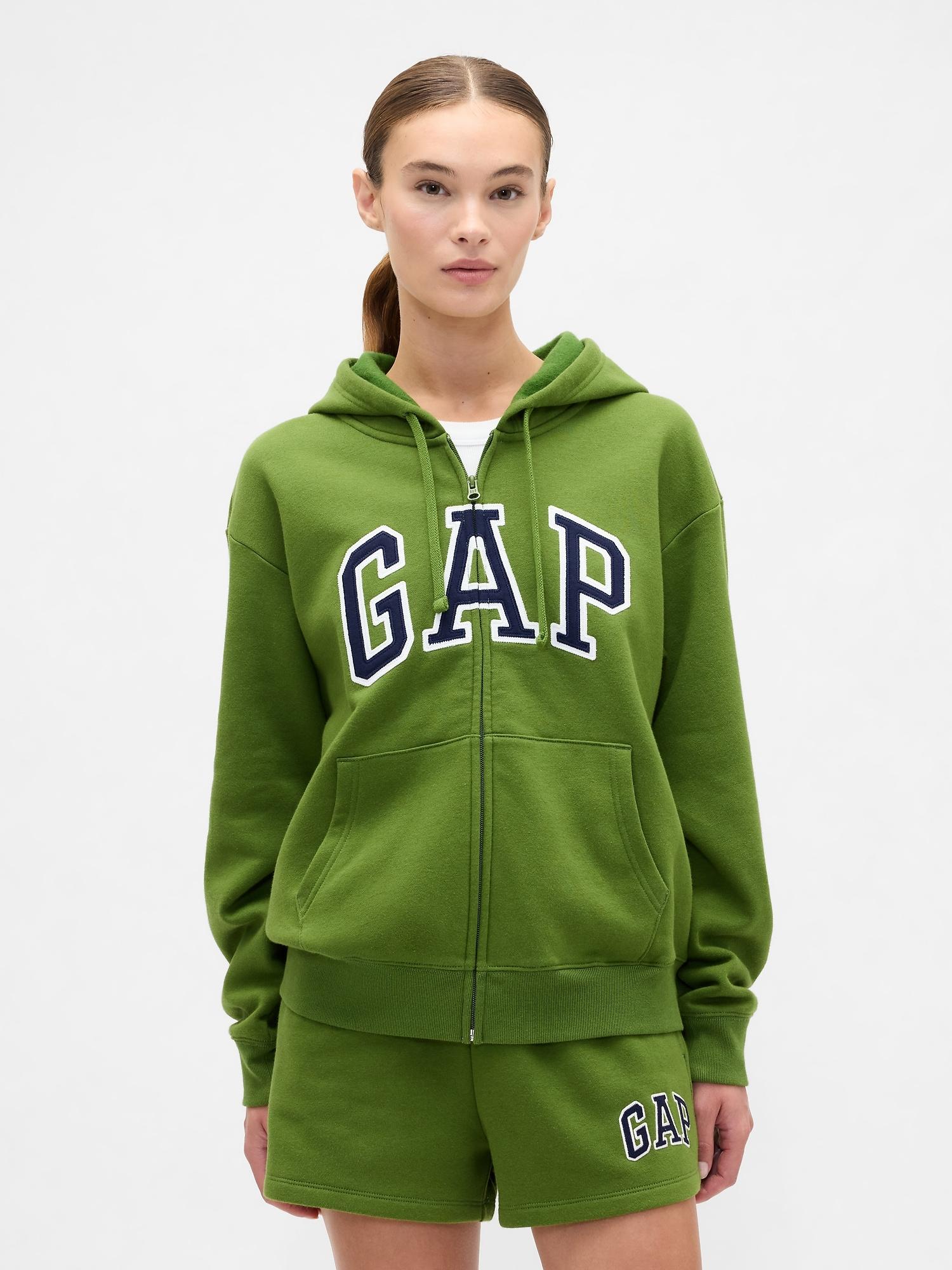 relaxed gap logo zip hoodie