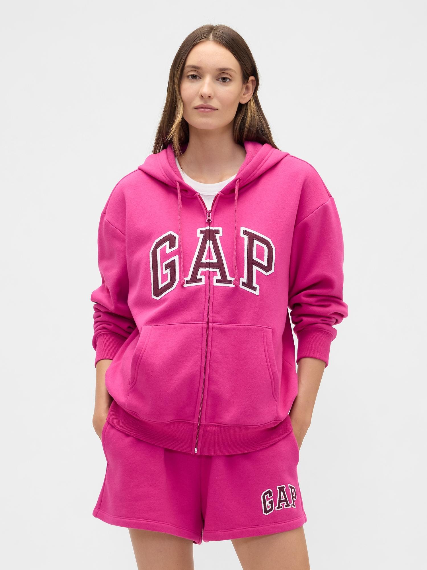 relaxed gap logo zip hoodie