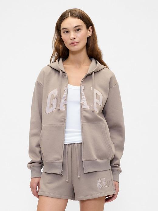 relaxed gap logo zip hoodie