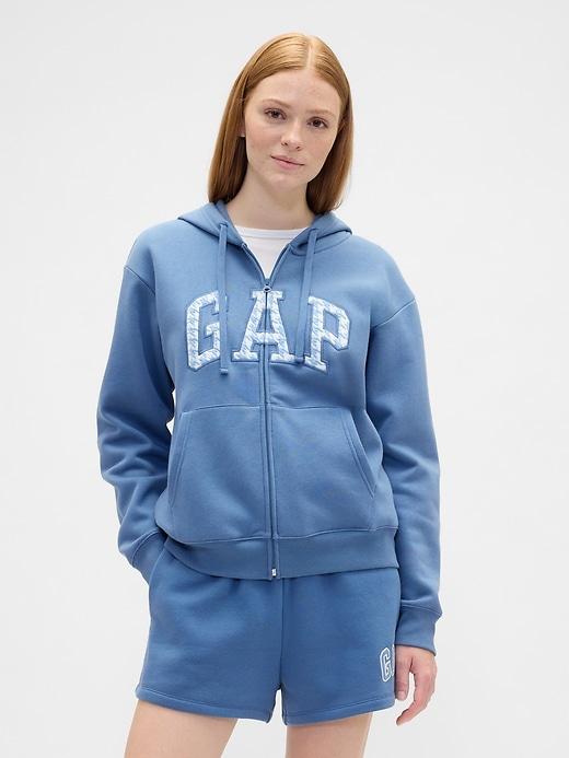 relaxed gap logo zip hoodie