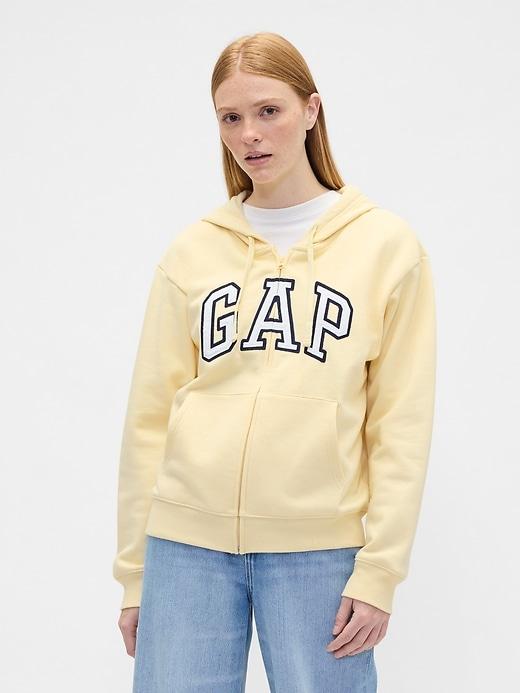 relaxed gap logo zip hoodie