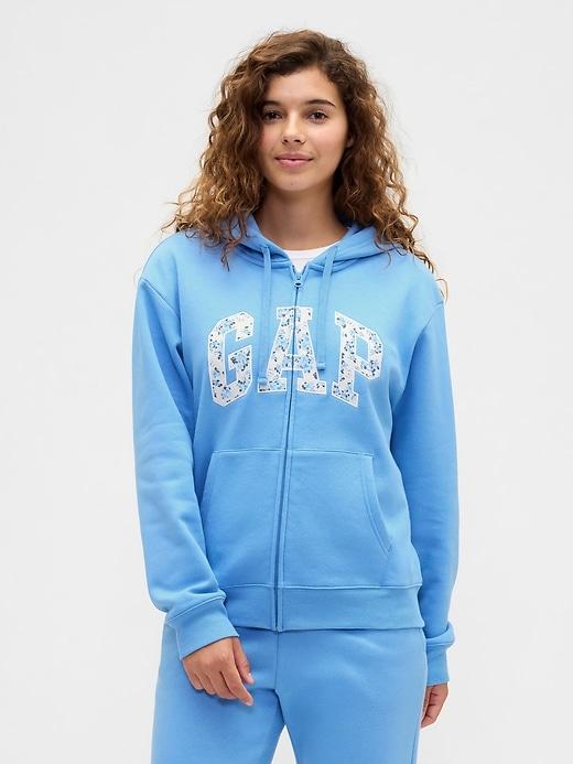 relaxed gap logo zip hoodie
