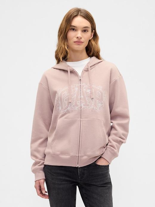 relaxed gap logo zip hoodie