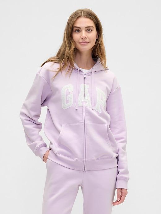 relaxed gap logo zip hoodie