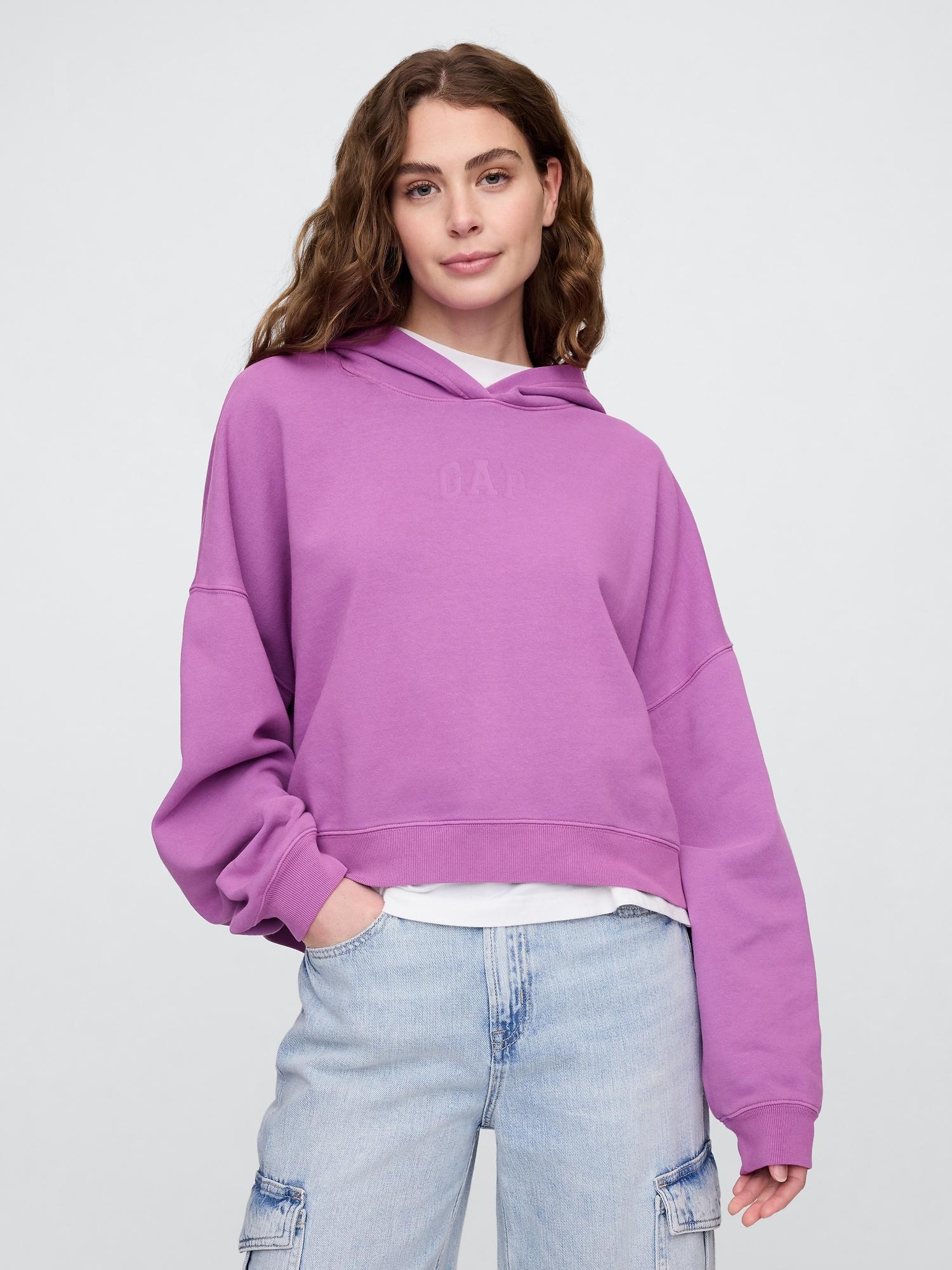 relaxed gap mini-logo cropped hoodie