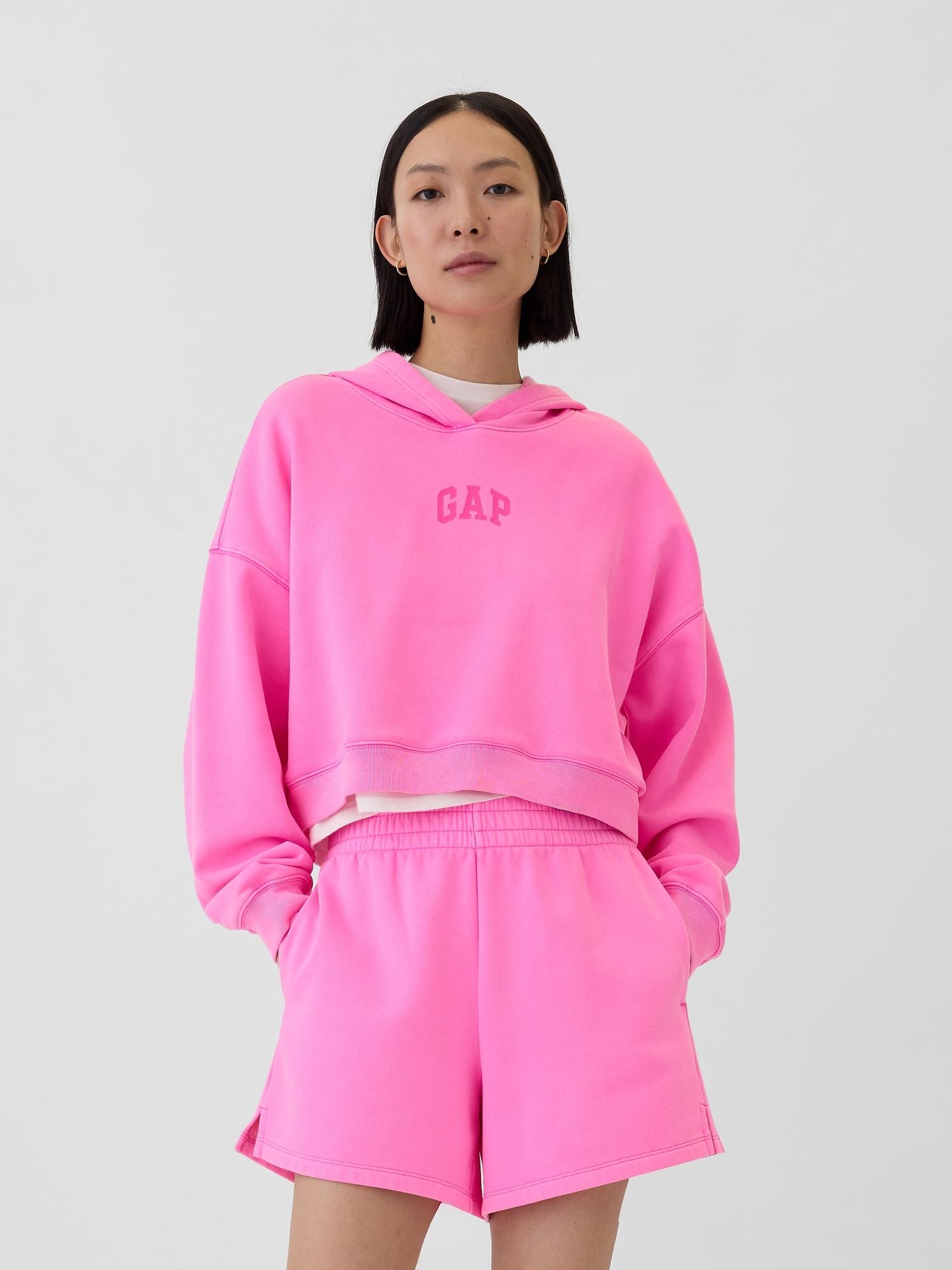 relaxed gap mini-logo cropped hoodie