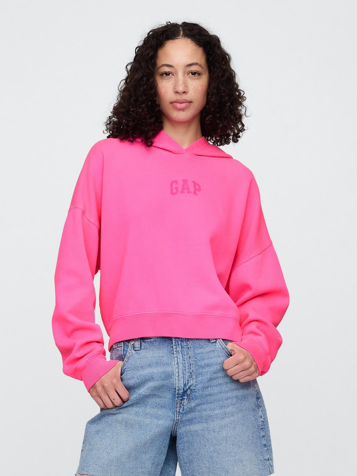 relaxed gap mini-logo cropped hoodie