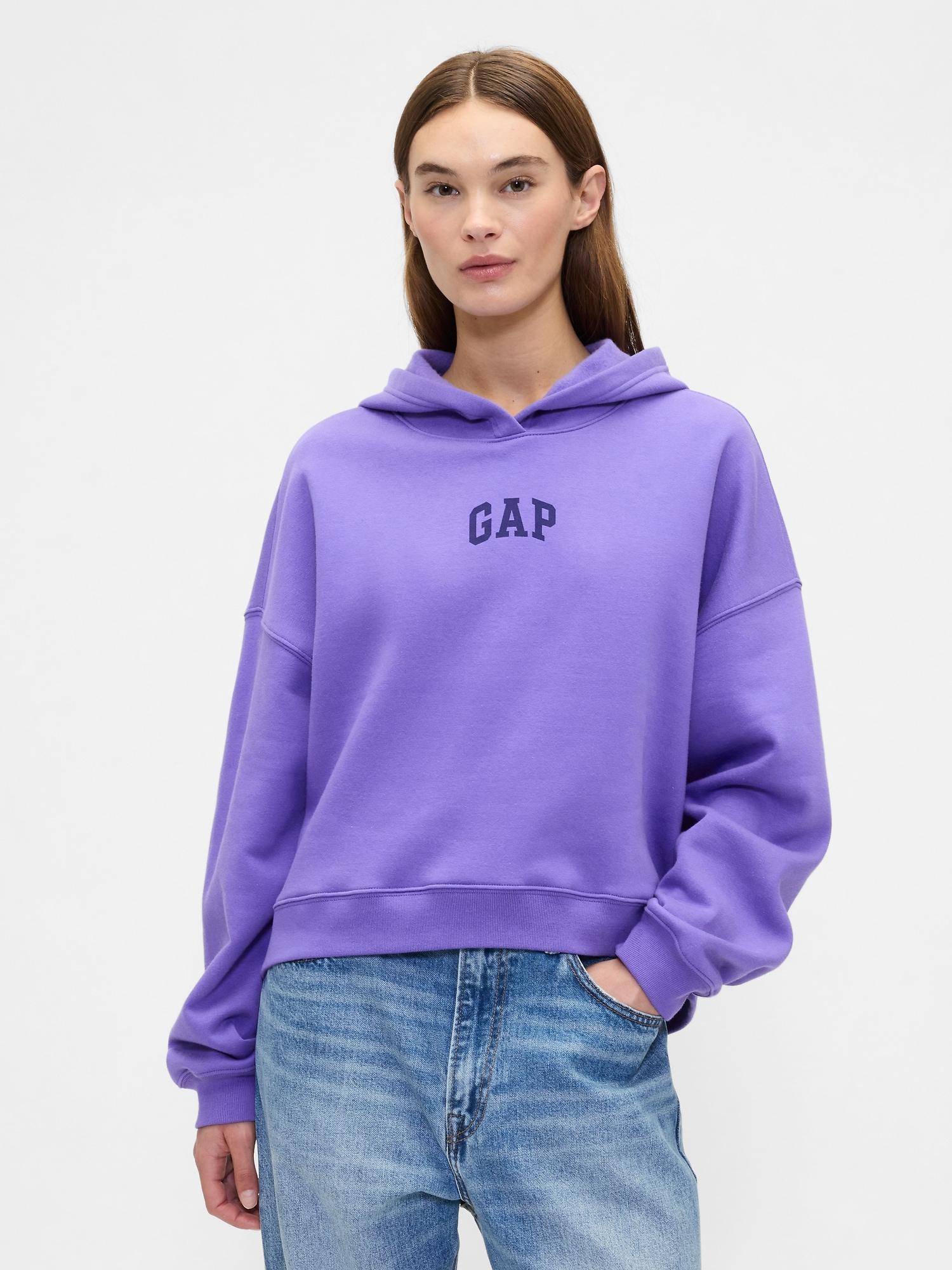 relaxed gap mini-logo cropped hoodie