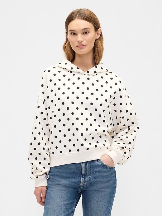 relaxed gap mini-logo cropped hoodie