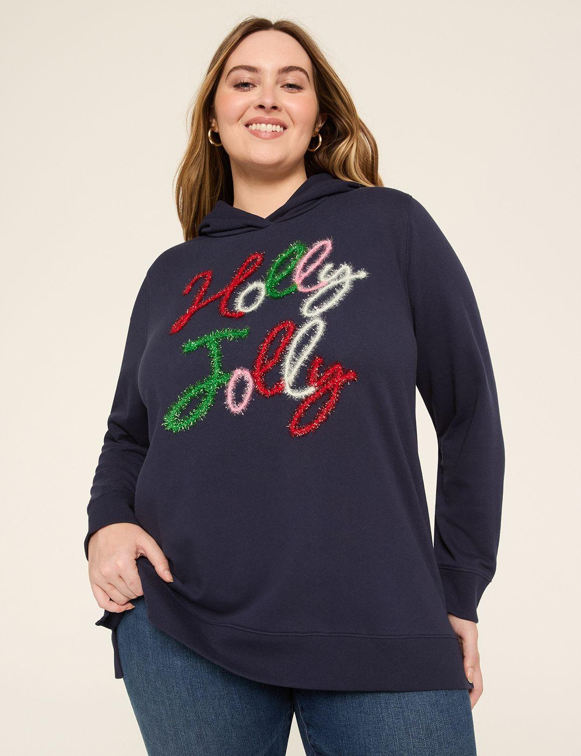 relaxed holly jolly graphic hoodie
