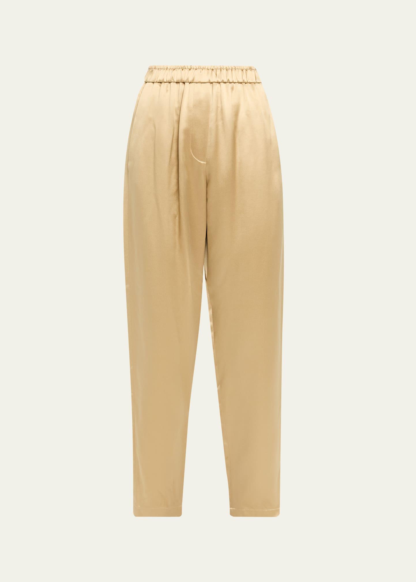 relaxed-leg silk pull-on trousers